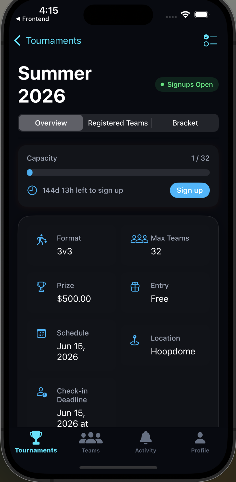 MatchUp App Screen 3